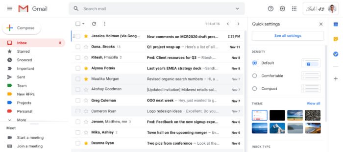 novos ajustes gmail web hero