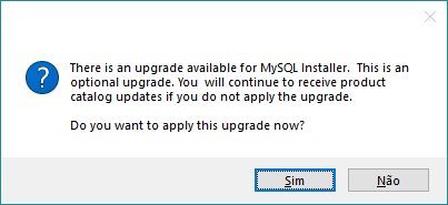Atualização do instalador do MySQL